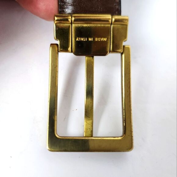 Coach Reversible Black Brown Gold Buckle Mens Made In Italy - Picture 4 of 4